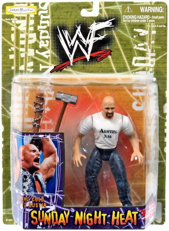 1999 WWF Jakks Pacific Sunday Night Heat Stone Cold Steve Austin Exclusive Action Figure - Collectible Wrestling Toy for Fans & Display - Perfect for WWE Memorabilia Collections & Themed Parties
