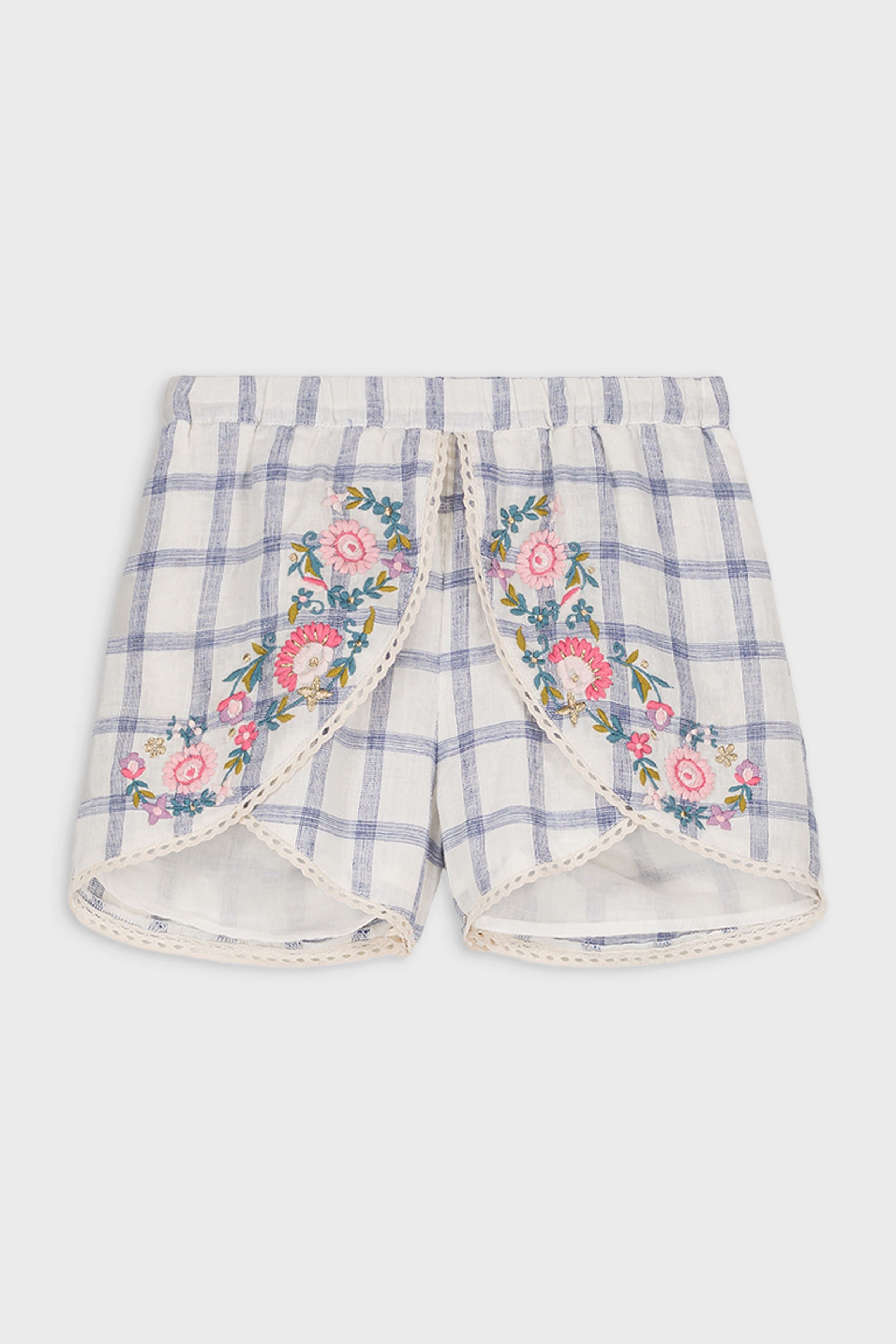 Blue River Check Asya Shorts - Stylish Casual Summer Shorts for Women | Perfect for Beach, Travel & Everyday Wear