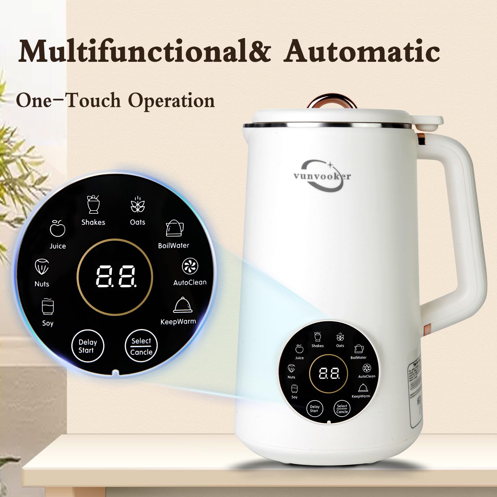 35oz Nut Milk Maker Machine - Automatic Homemade Almond, Soy, Oat & Coconut Milk Maker with 12-Hour Timer, Auto Clean & Keep Warm - Dairy-Free Beverage Machine for Plant-Based Milk, Juice & Healthy Drinks - Perfect for Vegan, Keto & Gluten-Free Diets at Home or Office