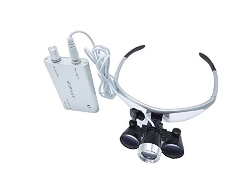 BoNew 2.5X Magnifying Glass with LED Headlamp - Optical Glass Lens, Portable & Hands-Free for Jewelry Making, Watch Repair, and Reading - Includes Storage Pouch (Silver)