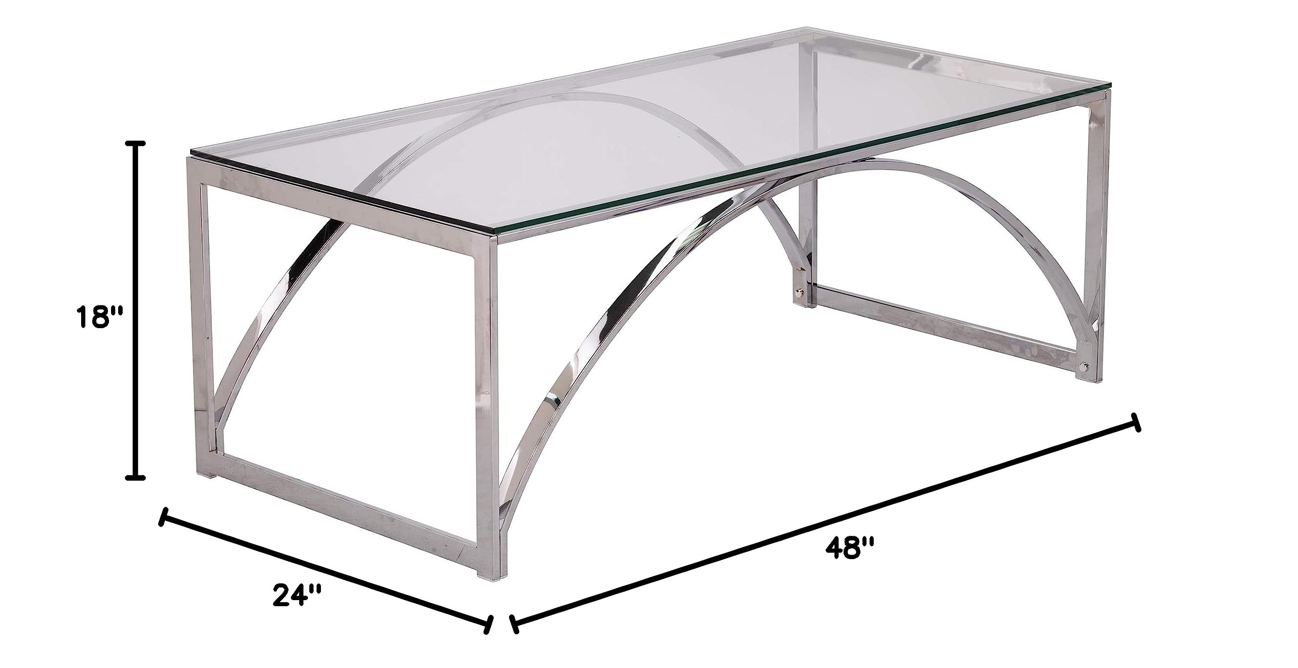 SEI Furniture Stevenly Modern Chrome Coffee Table - Stylish Living Room Center Table for Small Spaces, Home Decor & Entertainment Areas