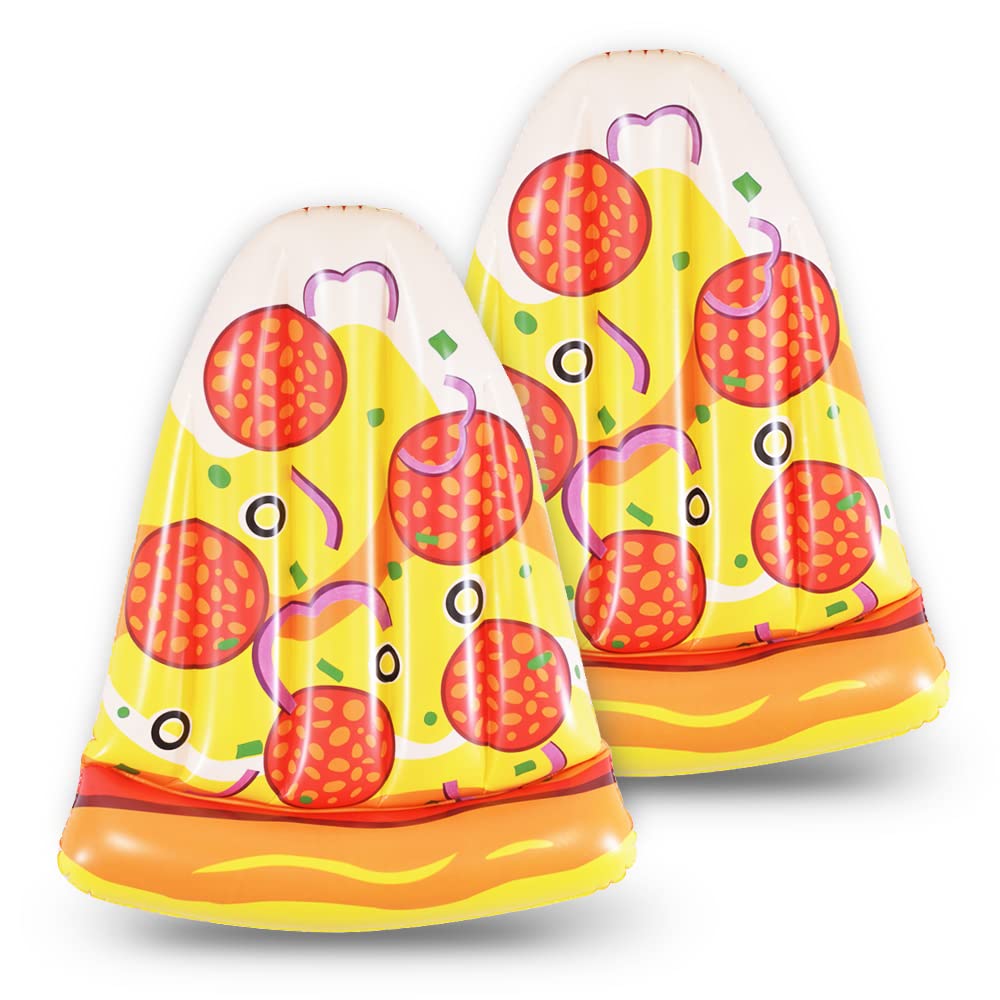 **2 Pack Giant 50-Inch Inflatable Pizza Slice Pool Floats for Kids - Fun Summer Swim & Beach Toy for Pool Parties, Backyard Pools & Lakeside Relaxation**