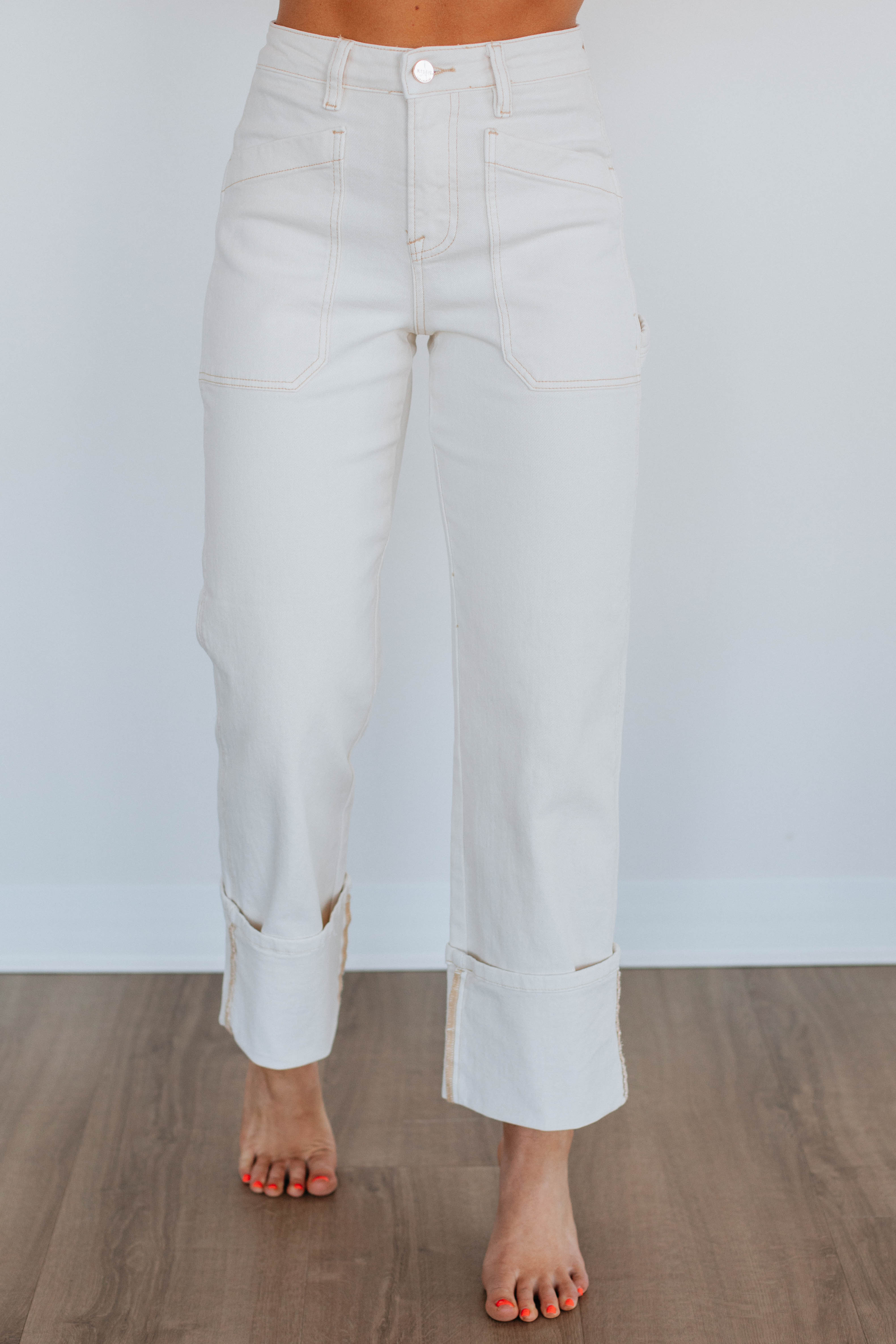 Erin Risen High Waist Skinny Jeans for Women - Cream White Stretch Denim Pants | Perfect for Casual Wear, Office Outfits & Date Nights