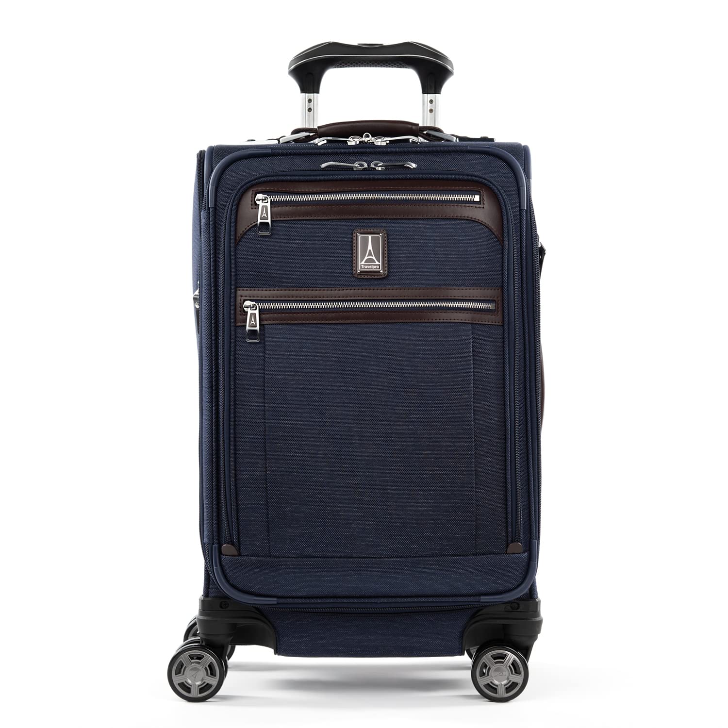 Travelpro Platinum Elite Expandable 21-Inch Carry-On Luggage with 8 Spinner Wheels, USB Charging Port & Suiter - Navy Blue Softside Suitcase for Men & Women | Perfect for Business Trips & Weekend Getaways