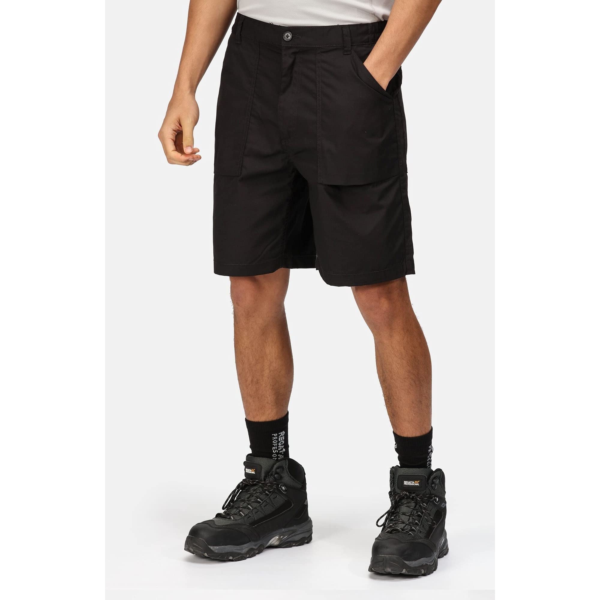 Regatta Men's Quick-Dry Action Shorts 34-Inch - Lightweight & Breathable Hiking, Running & Outdoor Adventure Shorts (Black)
