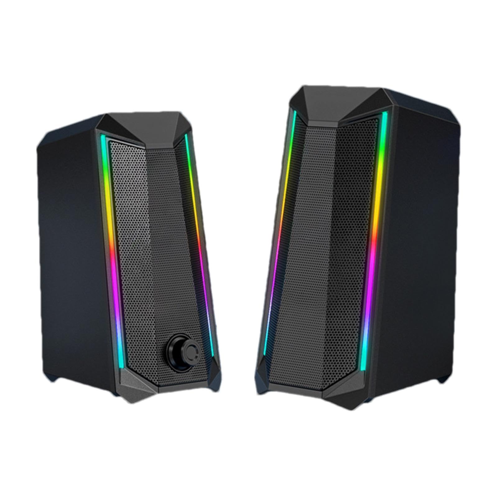 Streysisl RGB PC Speakers with Volume Control | Enhanced Sound for Gaming & Music, Adjustable Monitor Speakers for Desktop & Home Office Setup