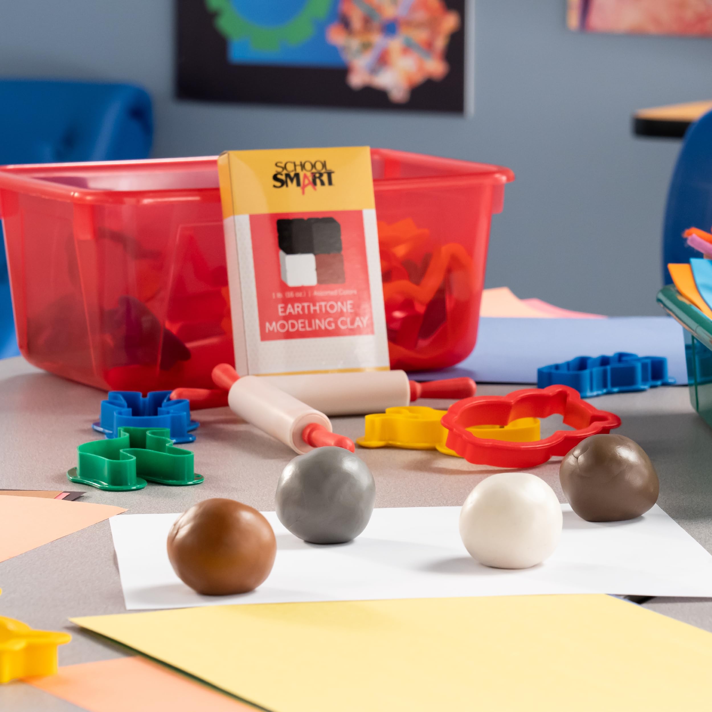 School Smart Non-Toxic Modeling Clay - 5 lbs, Soft & Permanent, Earthtone Colors for Kids & Adults - Perfect for Classroom Projects, DIY Crafts & Home Art Activities