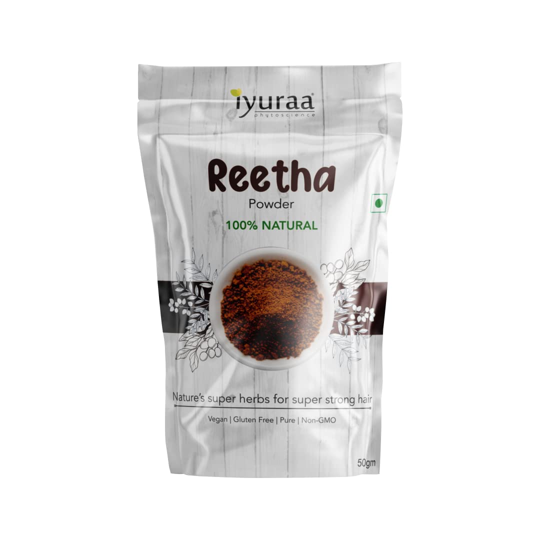 IYURAA PHYTOSCIENCE Natural Hair Care Powder with Reetha - Scalp Treatment for Dandruff & Hair Growth (Pack of 2) | Ayurvedic Shampoo Alternative for Dry & Damaged Hair