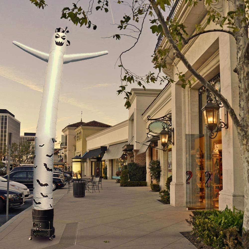 20ft Inflatable Tube Man Dancer - Ghost White Air Powered Advertising Solution with 1HP 2-Speed Blower | Perfect for Car Dealerships, Grand Openings & Outdoor Promotions