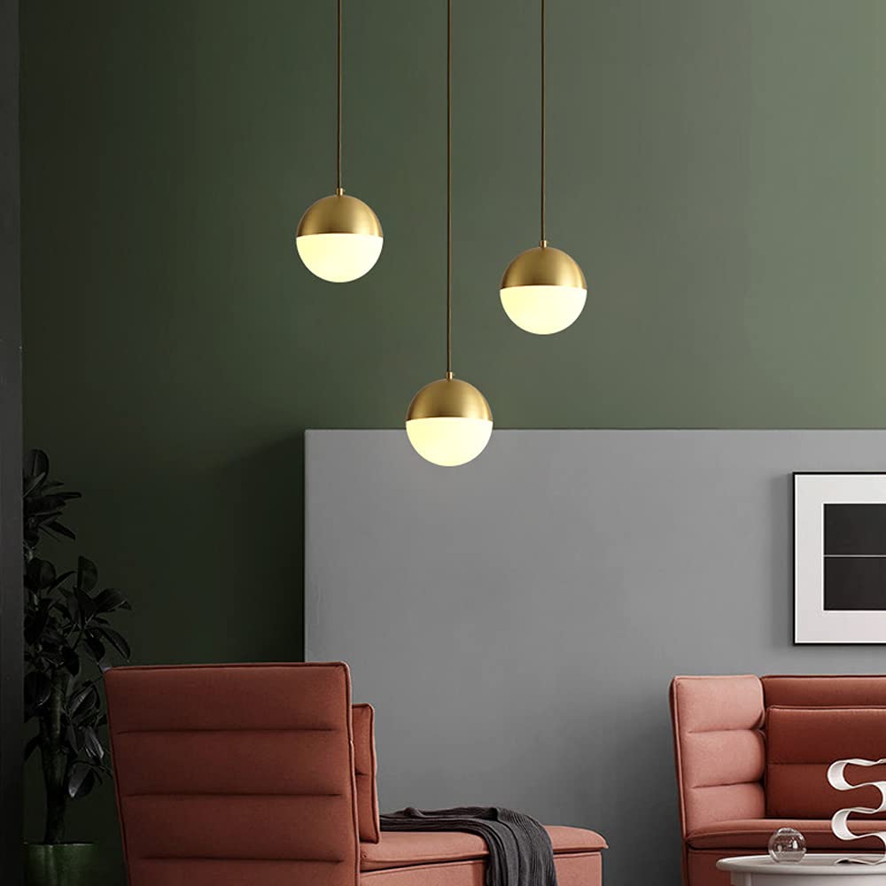 Modern 3-Light Pendant Chandelier with Glass Shades - Kitchen Island & Bedroom Lighting