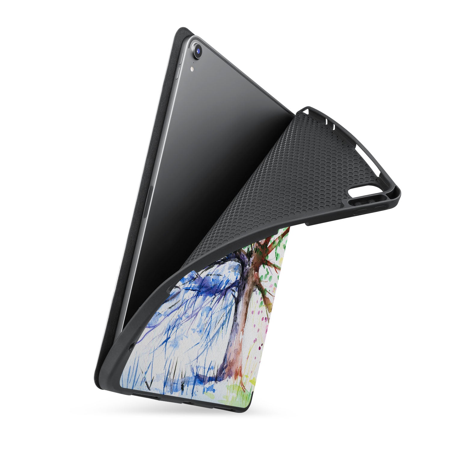 Watercolor Flower iPad Trifold Case - Slim Protective Cover for iPad 6th/7th/8th/9th Gen - Perfect for Work, School & Travel