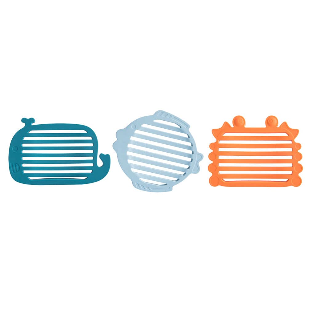 HEMOTON 3-Piece Hollow Soap Dish Set with Drain - Non-Slip Soap Holder for Bathroom, Shower, Kitchen & Laundry Room - Perfect for Shower Caddies, Vanity Organizers & Sink Countertops