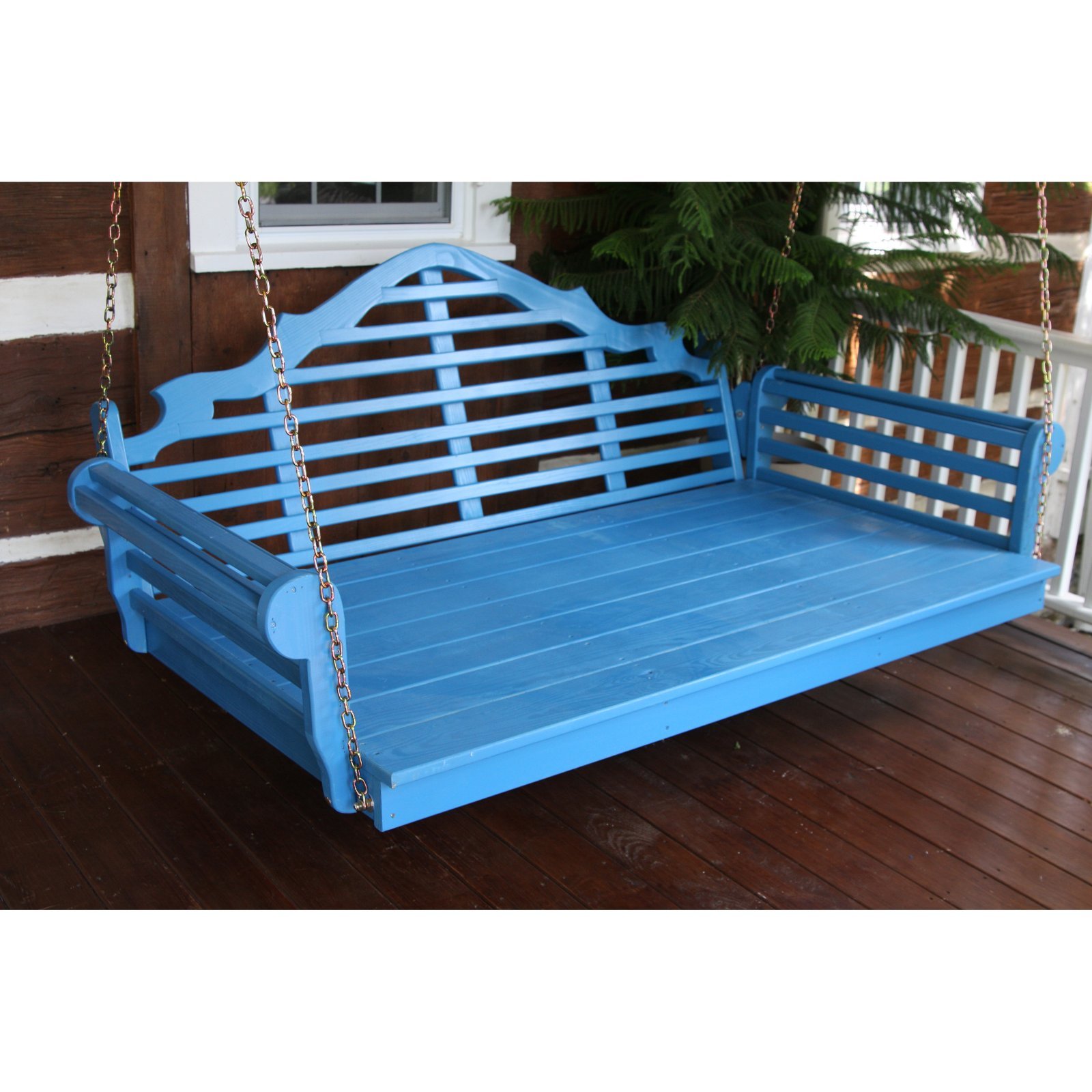 A & L Furniture 421-CYP 4' Canary Yellow Pine Marlboro Swing Bed - Outdoor Patio Lounger for Relaxing in Garden, Backyard or Poolside