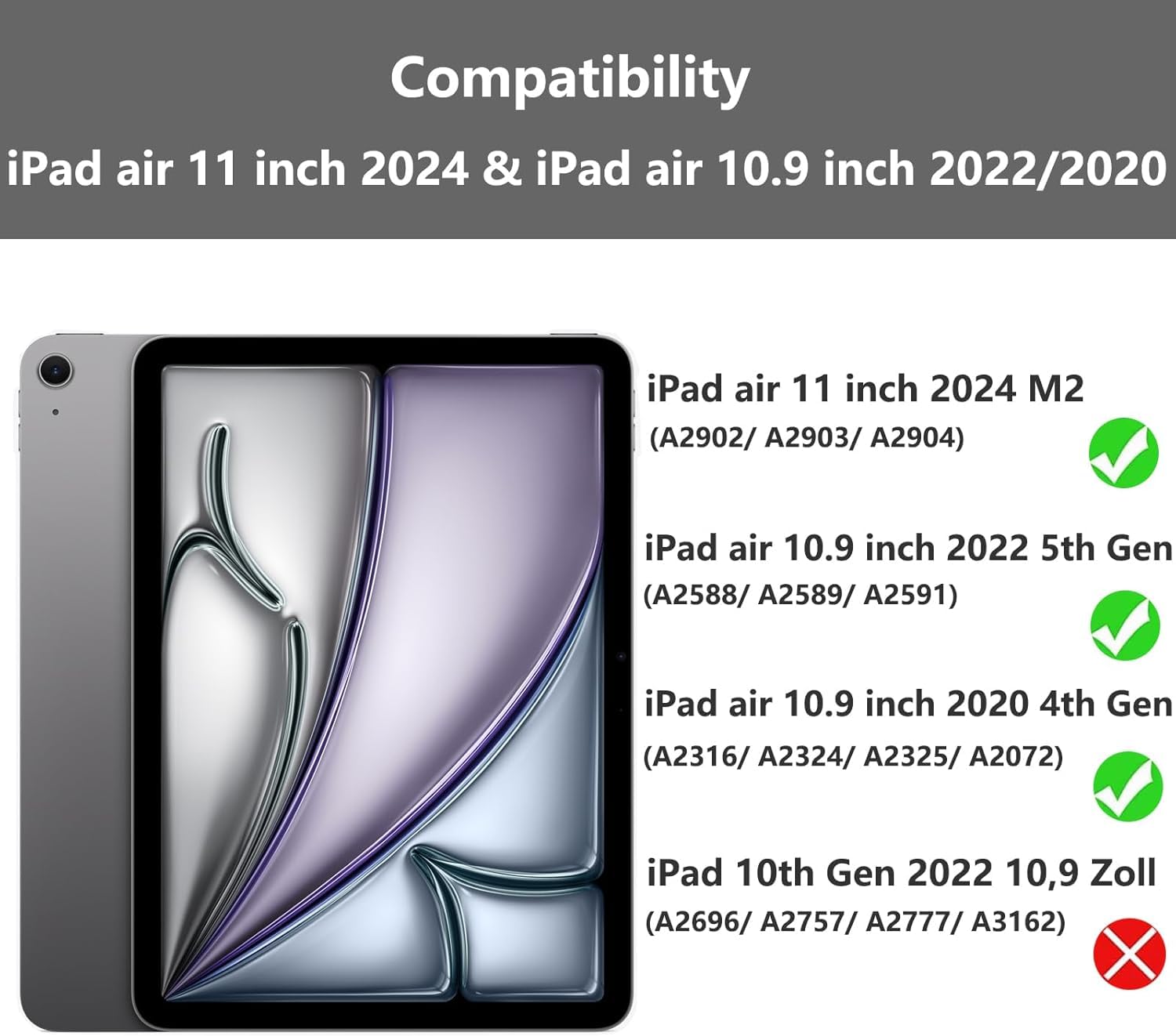 MOBISTAR Magnetic Smart Case for iPad Air 11-inch (6th/5th/4th Gen 2024-2020) - Slim Stand Hard Back Shell Cover with Auto Wake/Sleep | Perfect for Work, Travel & Home Use (Black)