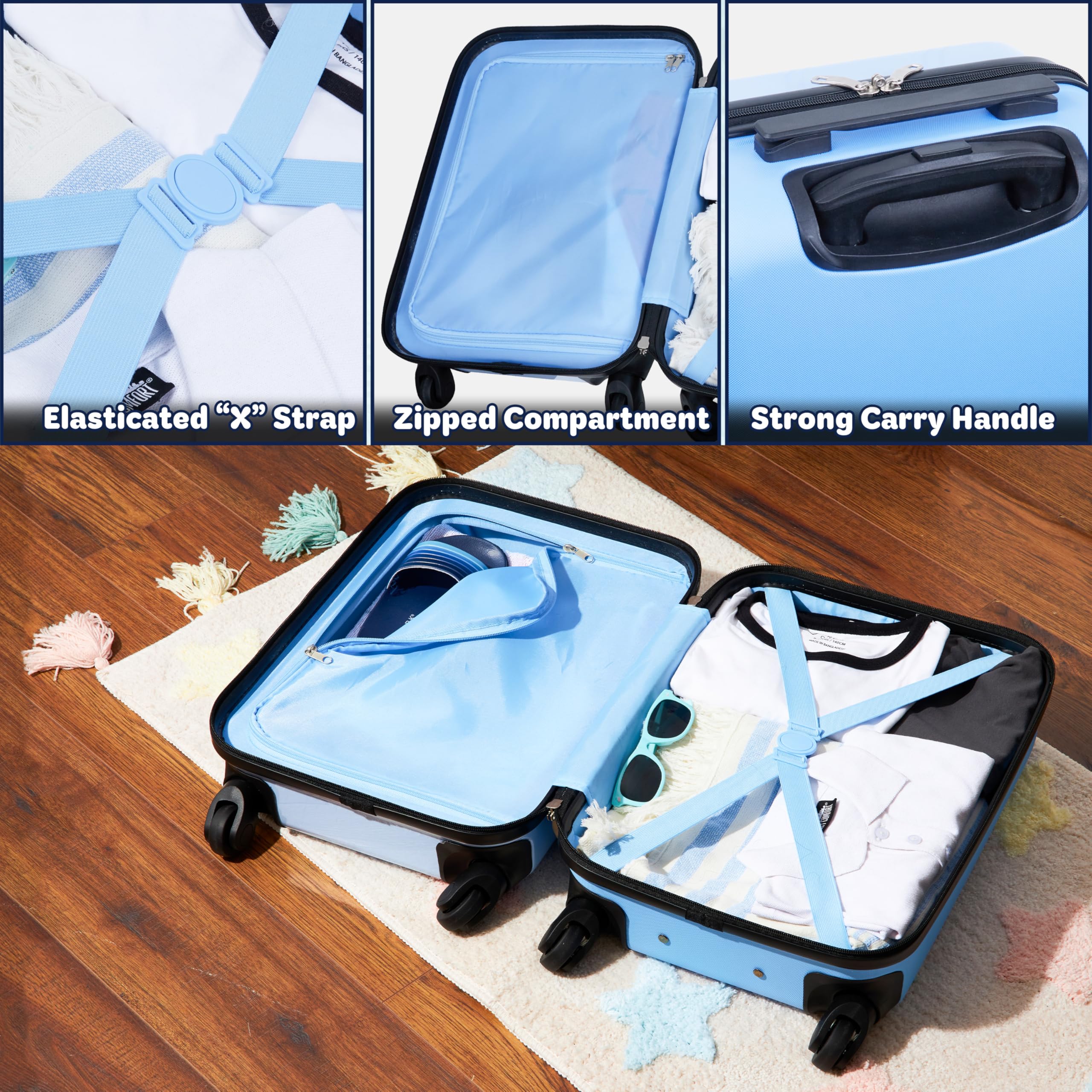 Bluey Kids Luggage with Wheels | Lightweight Carry-On Suitcase for Children | Perfect for Air Travel, Road Trips & Sleepovers | Durable Spinner Travel Bag for Boys & Girls
