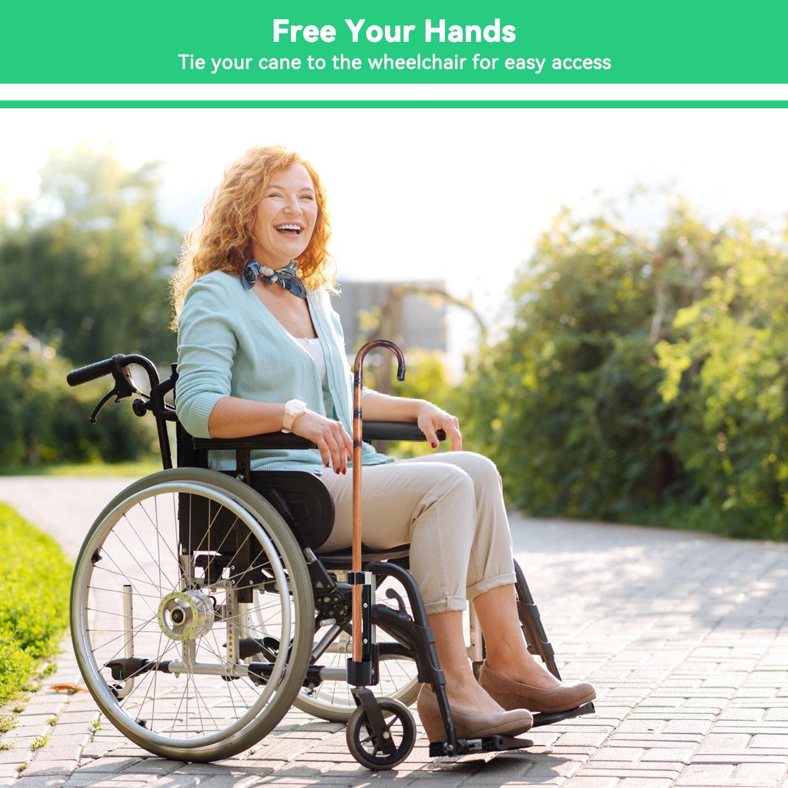 Mobility Scooter Cane Holder - Adjustable Walking Cane Stand for Wheelchair & Walker - Durable Disability Accessories for Elderly & Handicapped (Perfect for Daily Use, Travel & Outdoor Activities)