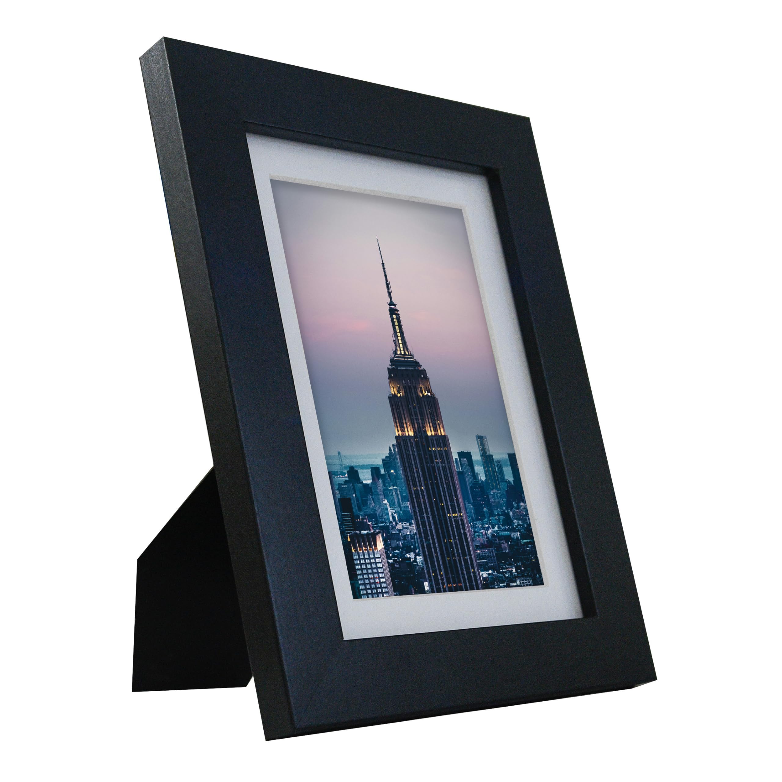 5x7 Black Picture Frame with 3.5x5.5 White Mat - Acrylic Front, 1 Inch Border - Perfect for 4x6 Photos - Wall Mount or Tabletop Display for Home, Office & Gifts