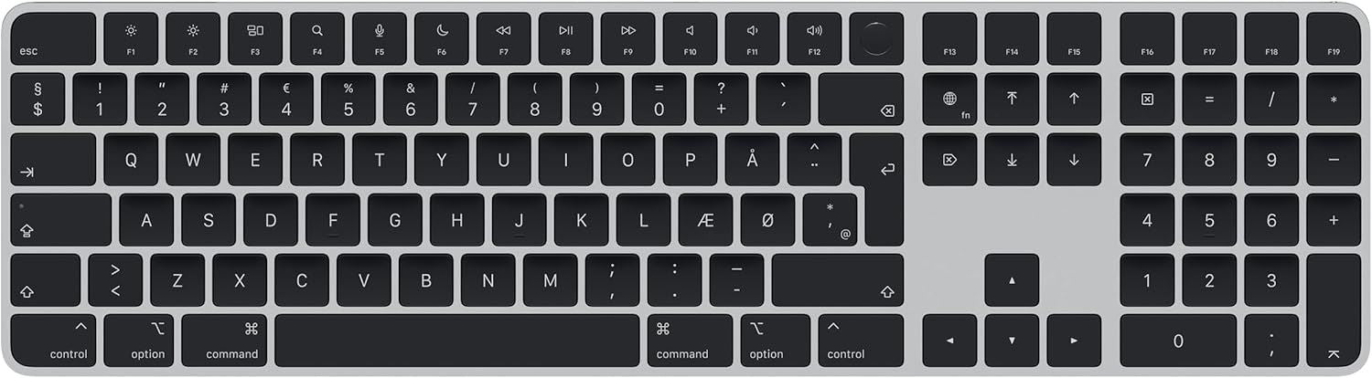 Apple Magic Keyboard with Touch ID & Numeric Keypad - Danish Black (Model A2520 MMMR3DK/A) for MacBook & iMac - Perfect for Office Work & Creative Projects