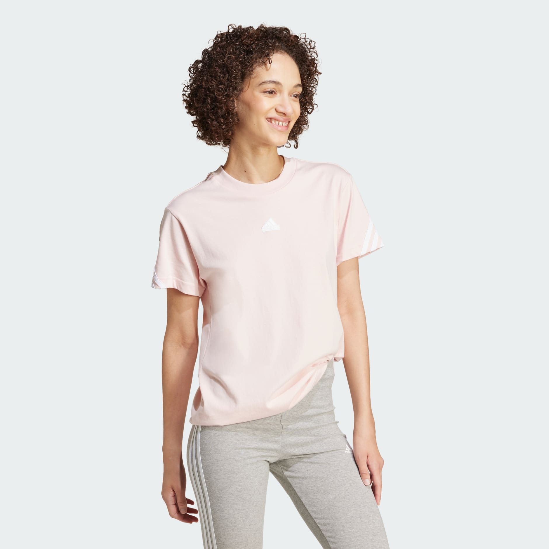 Adidas Women's Future Icons 3 Stripes Pink T-Shirt - Casual Comfort Fit Tee for Everyday Wear, Gym & Street Style