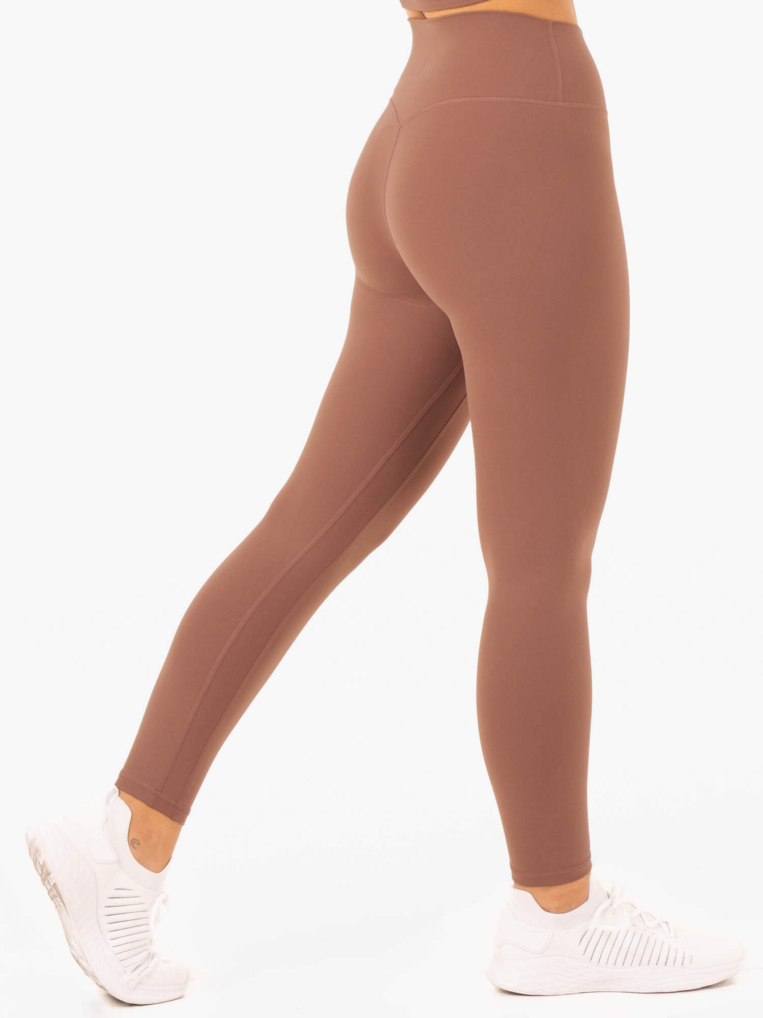 NKD Refine High Waisted Leggings for Women - Mocha Brown Yoga Pants with Tummy Control | Perfect for Workout, Running, Yoga & Everyday Wear