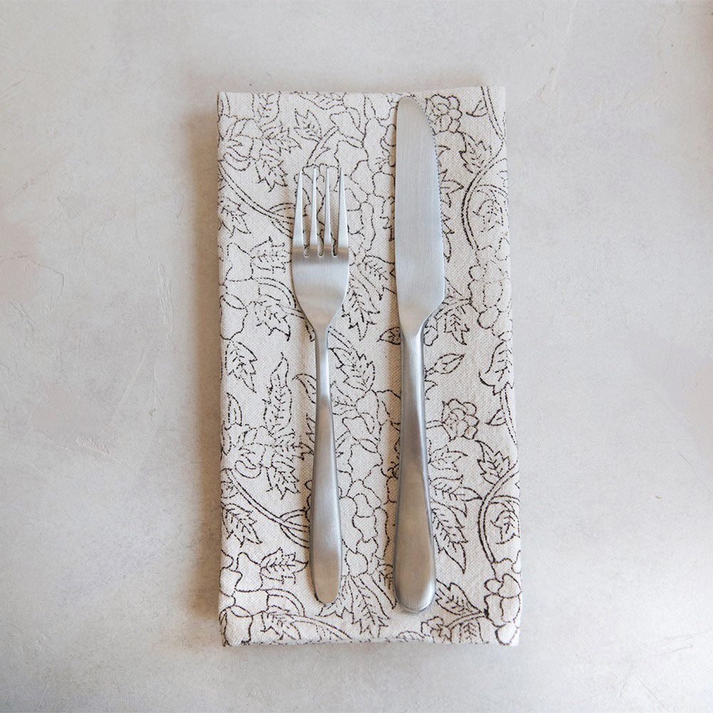 Hand Block Printed Botanical Cotton Napkins - Eco-Friendly Table Linens for Dining, Parties & Home Decor