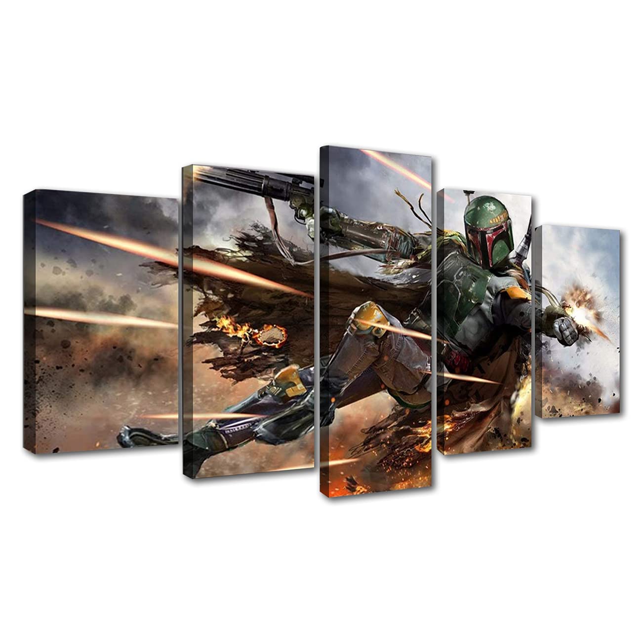 Star Wars Boba Fett Bounty Hunter Classic Movie Poster - 5 Panel Canvas Wall Art Print for Living Room, Bedroom & Home Theater Decor | Premium Home Decor Gift for Fans