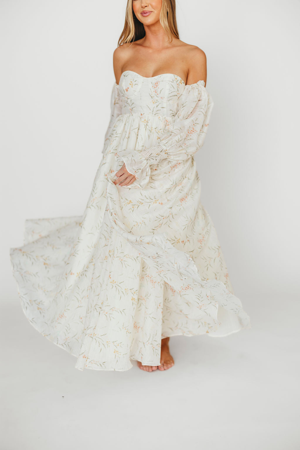 Ryder Grace Maxi Dress in Cream - Elegant Long Flowy Summer Dress for Women, Perfect for Beach, Wedding & Vacation | Lightweight & Comfortable