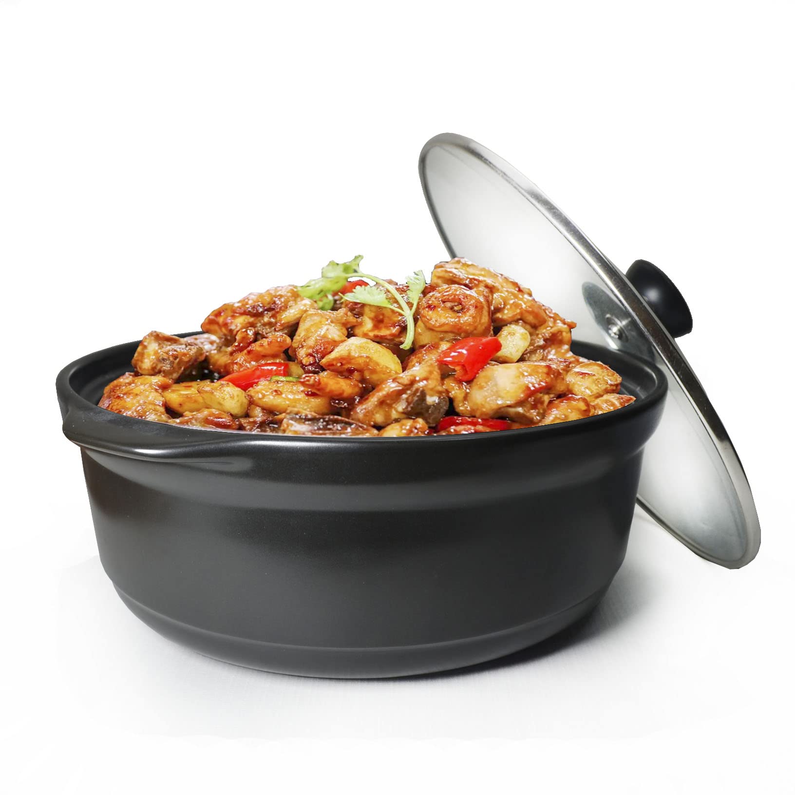 3QT Ceramic Casserole Dish with Glass Lid - 100oz Round Oven Safe Bakeware for Baking, Roasting & Serving - Perfect for Lasagna, Casseroles & Family Dinners
