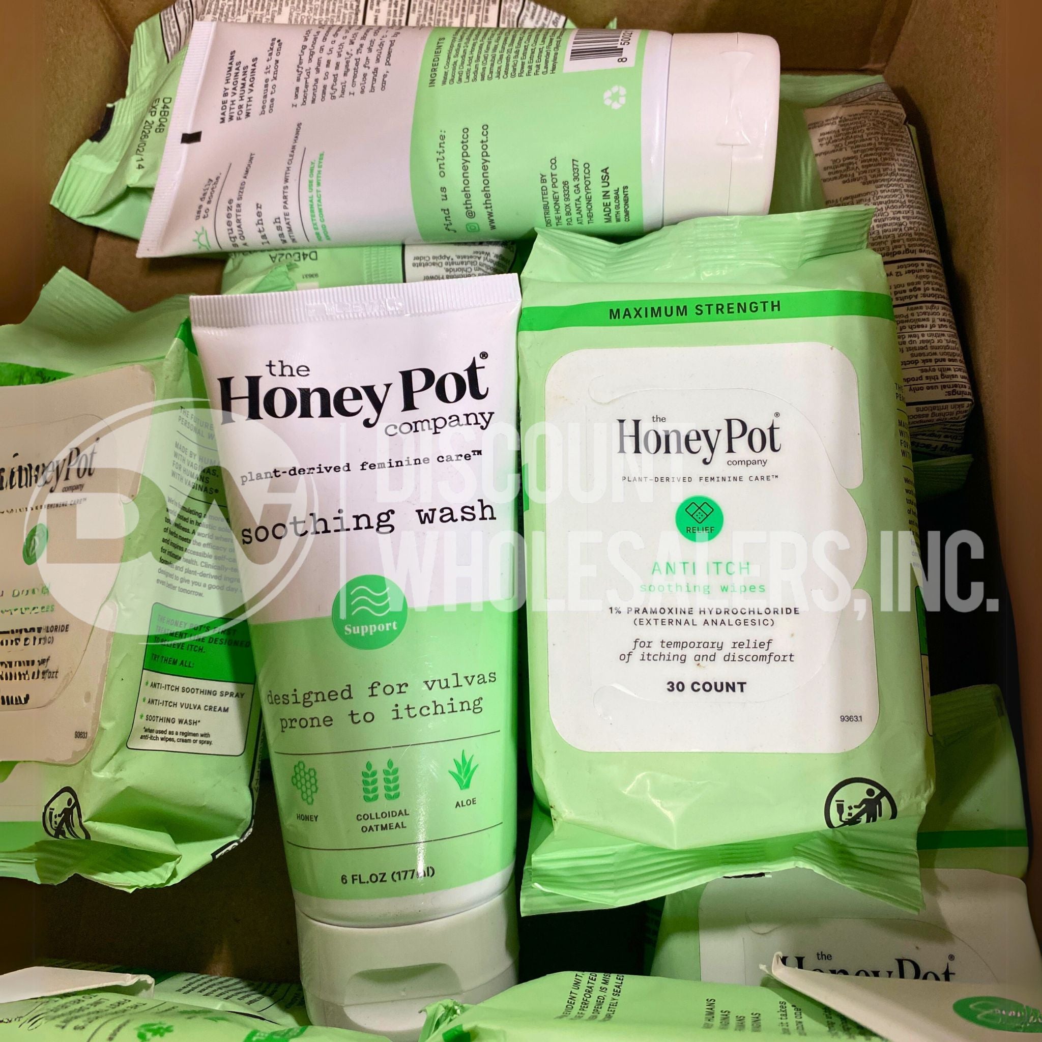 Organic Honey Pot Assorted Wipes & Soothing Wash - 50 Pcs Set | Gentle Cleansing for Baby Care, Postpartum Recovery & Sensitive Skin