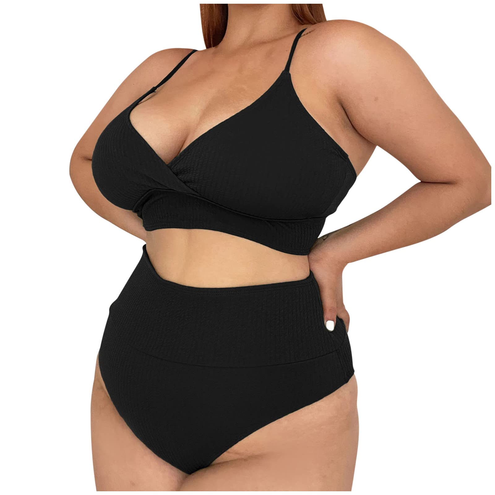 TOPRenddon Women's Plus Size Push Up Bikini Set - High Waisted Swimwear for Beach & Pool