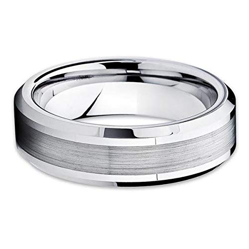 6mm Silver Tungsten Wedding Band for Men - Durable & Hypoallergenic Tungsten Carbide Ring - Perfect for Anniversaries, Engagements & Everyday Wear