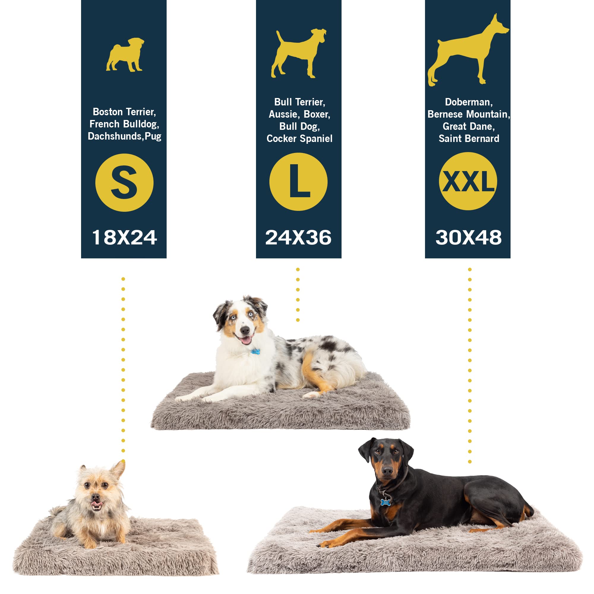 Premium Extra Plush Washable Dog Bed Mat - Non-Slip Crate Pad & Calming Pet Bed for Large Dogs (30