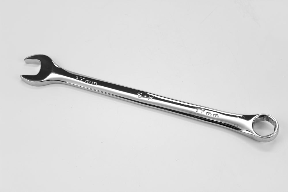 17mm 6-Point Metric Long Combination Chrome Wrench - Heavy Duty Automotive & Industrial Tool for Mechanics and DIY Projects