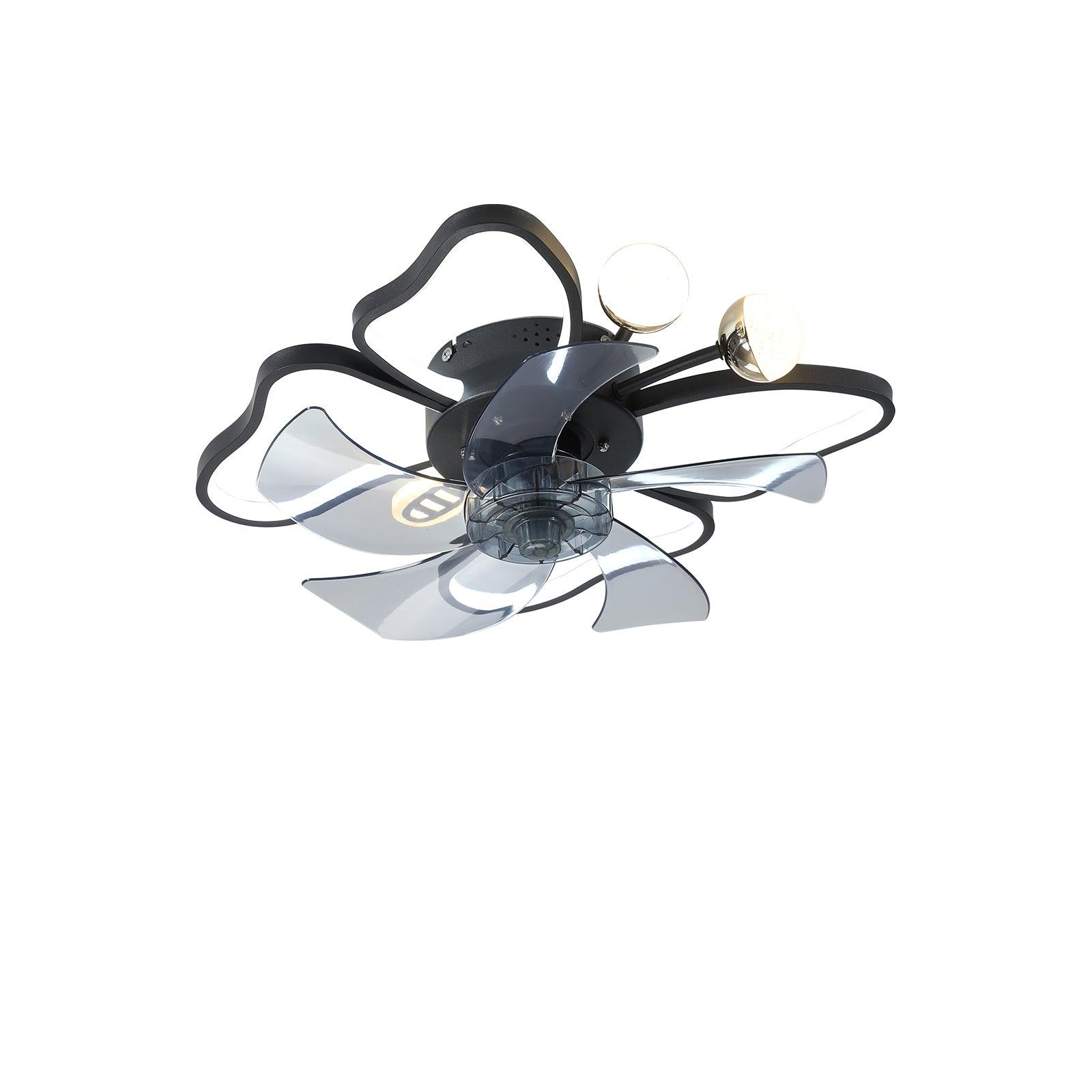 19.7 Inch Modern Black Ceiling Fan with Remote Control & LED Lights - Butterfly Design, Ultra Quiet, Timer Function - Perfect for Bedroom, Living Room, Kids Room & Nursery (Home Cooling & Decorative Lighting Solution)