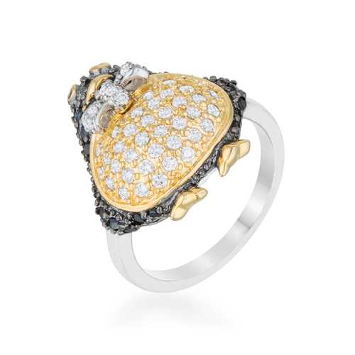 Jet Black Cubic Zirconia Penguin Ring for Women - Elegant Animal Jewelry Gift for Her - Perfect for Christmas, Birthday & Anniversary Gifts
