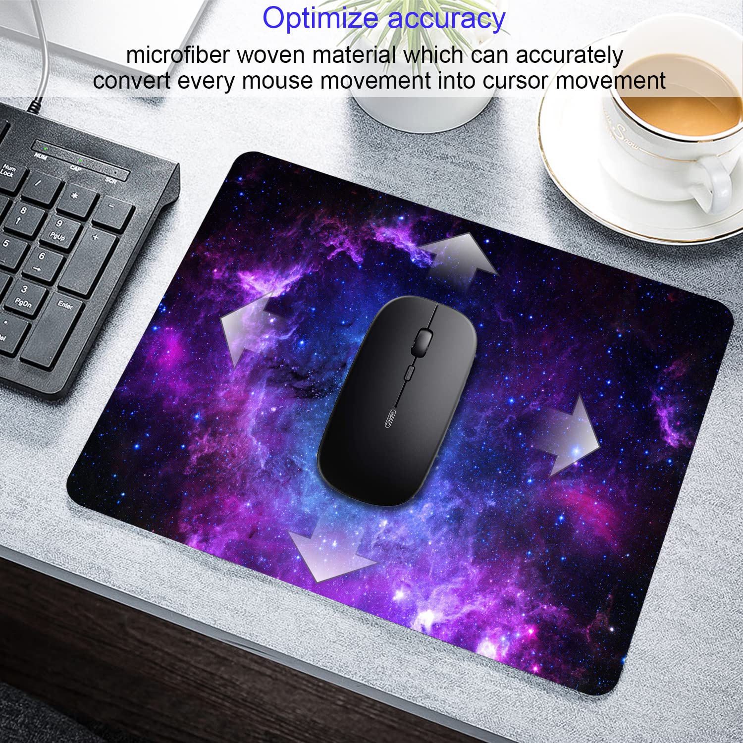 Purple Galaxy Mouse Pad - Small Personalized Nebula Design, Washable Non-Slip Rubber Gaming Mouse Pad (9.5