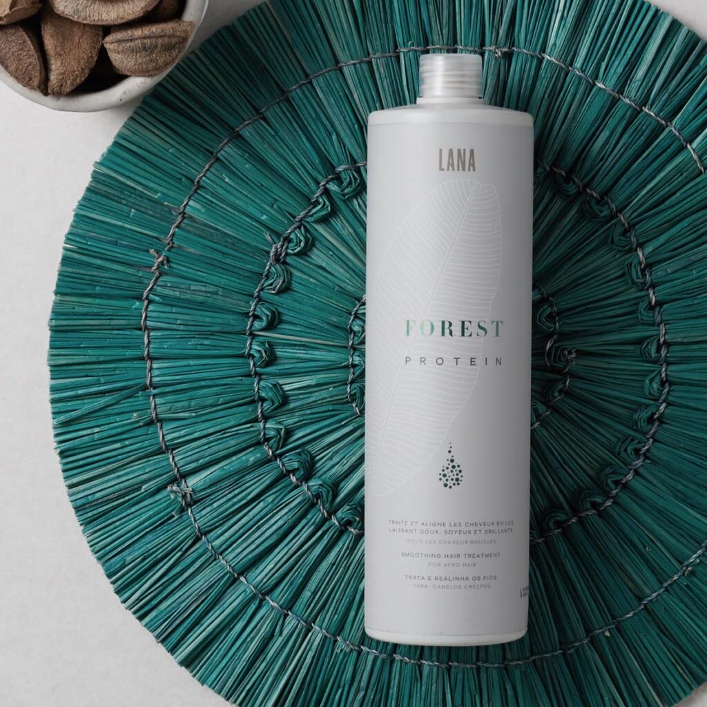 Lana Brasiles Forest Protein Smoothing Treatment for Afro Hair - Intense Shiny & Smooth Hair Repair - 1000ml (33.8 fl oz) - Deep Conditioning for Curly, Coily & Natural Black Hair at Home or Salon