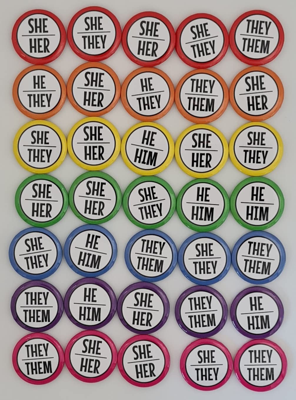 My Pronouns Are Pins - Bulk Pack of 500 Customizable LGBTQ+ Pride Badges (1 Inch/25mm) - Gender Pronouns Pins for Pride Events, School, Work & Everyday Wear