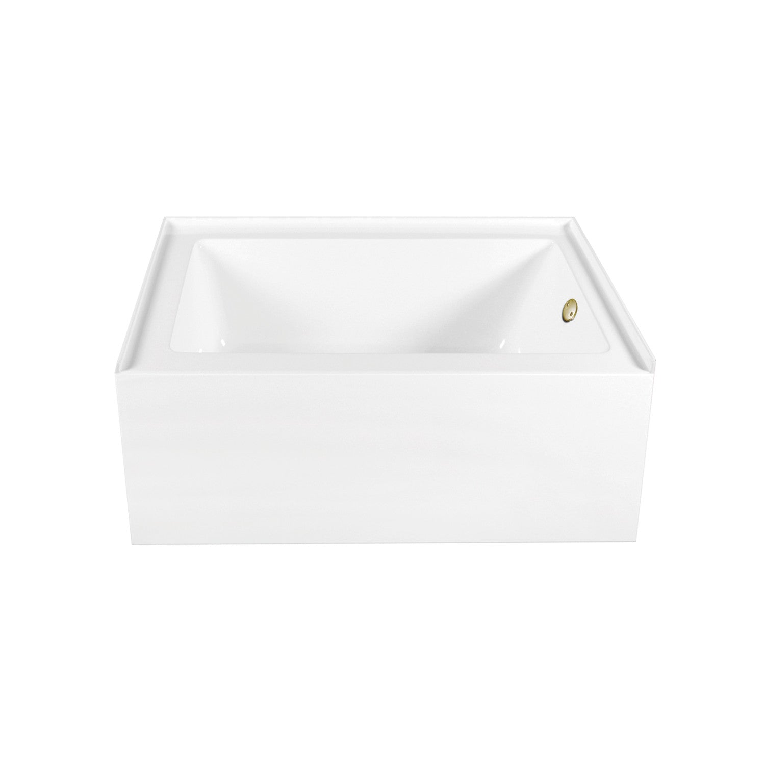 Aqua Eden 60 Inch Acrylic Rectangular 3 Wall Alcove Bathtub - Right Hand Drain, Glossy White with Brushed Brass Finish | Perfect for Modern Bathroom Renovations and Spa-Like Retreats