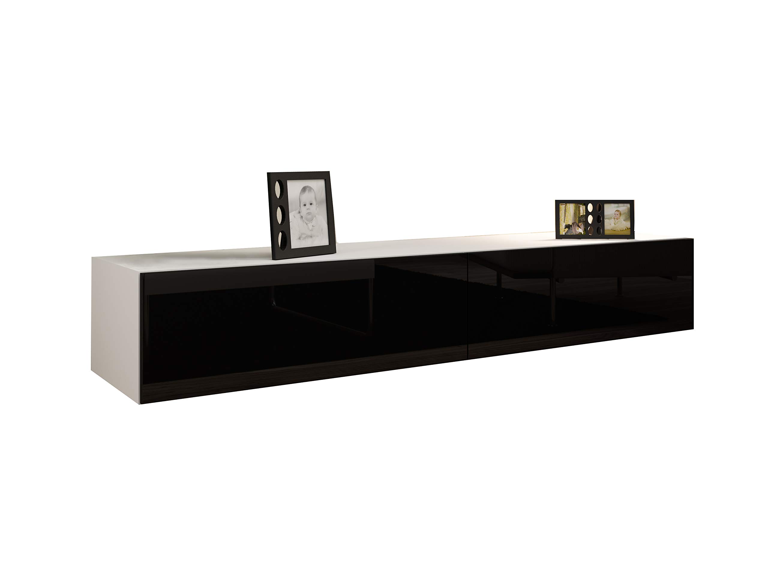 Modern LIDO TV Stand for Flat Screen TVs - White & Black Finish - Perfect for Living Room, Bedroom & Home Theater Setup