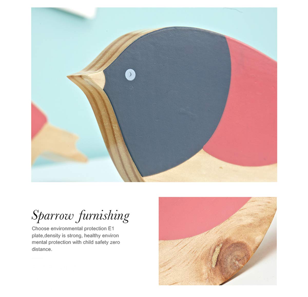 Handmade Wooden Bird Statue Sculpture - Premium Red Bird Tabletop Figurine for Nursery Room Decor, Home Decoration & Unique Kids Gifts | Perfect for Baby Showers, Birthday Presents & Farmhouse Style Décor