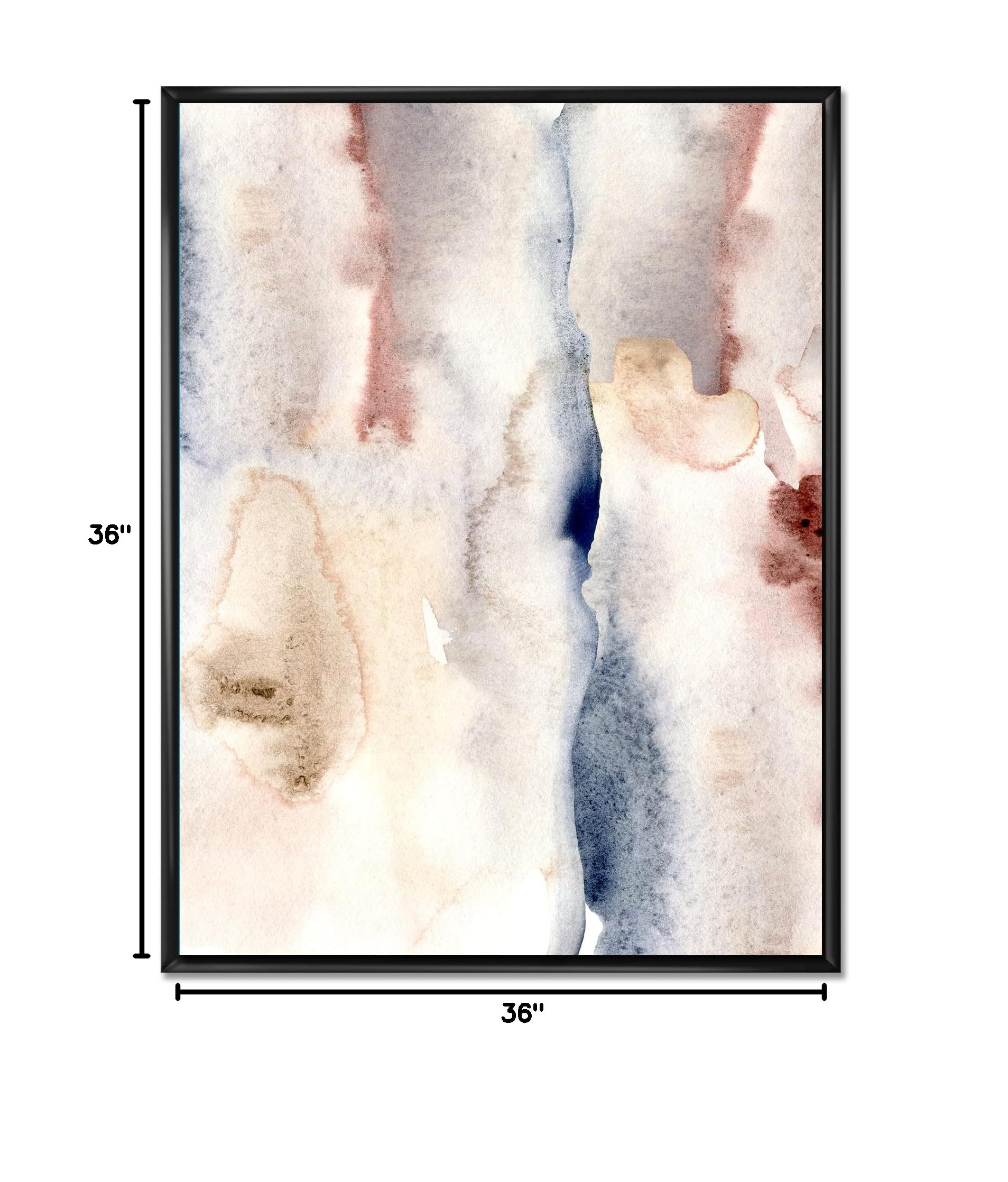 Pastel Abstract Canvas Wall Art with Dark Blue, Pink & Gray Spots - Modern Framed Print for Living Room, Bedroom & Office Decor