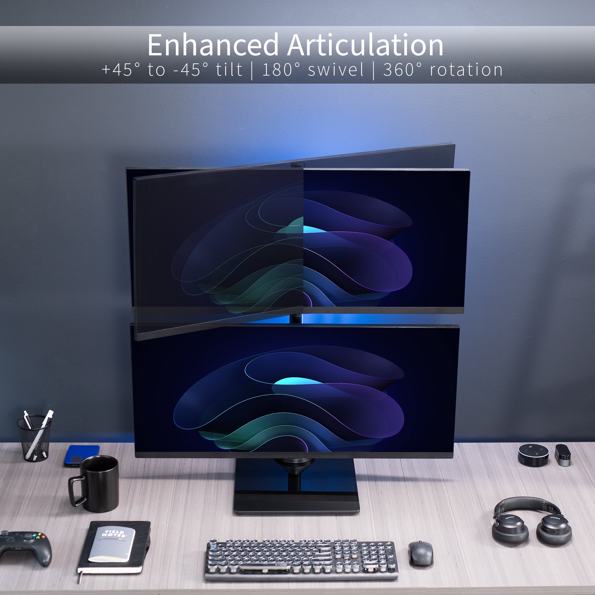 Adjustable Vertical Dual Monitor Stand for 13
