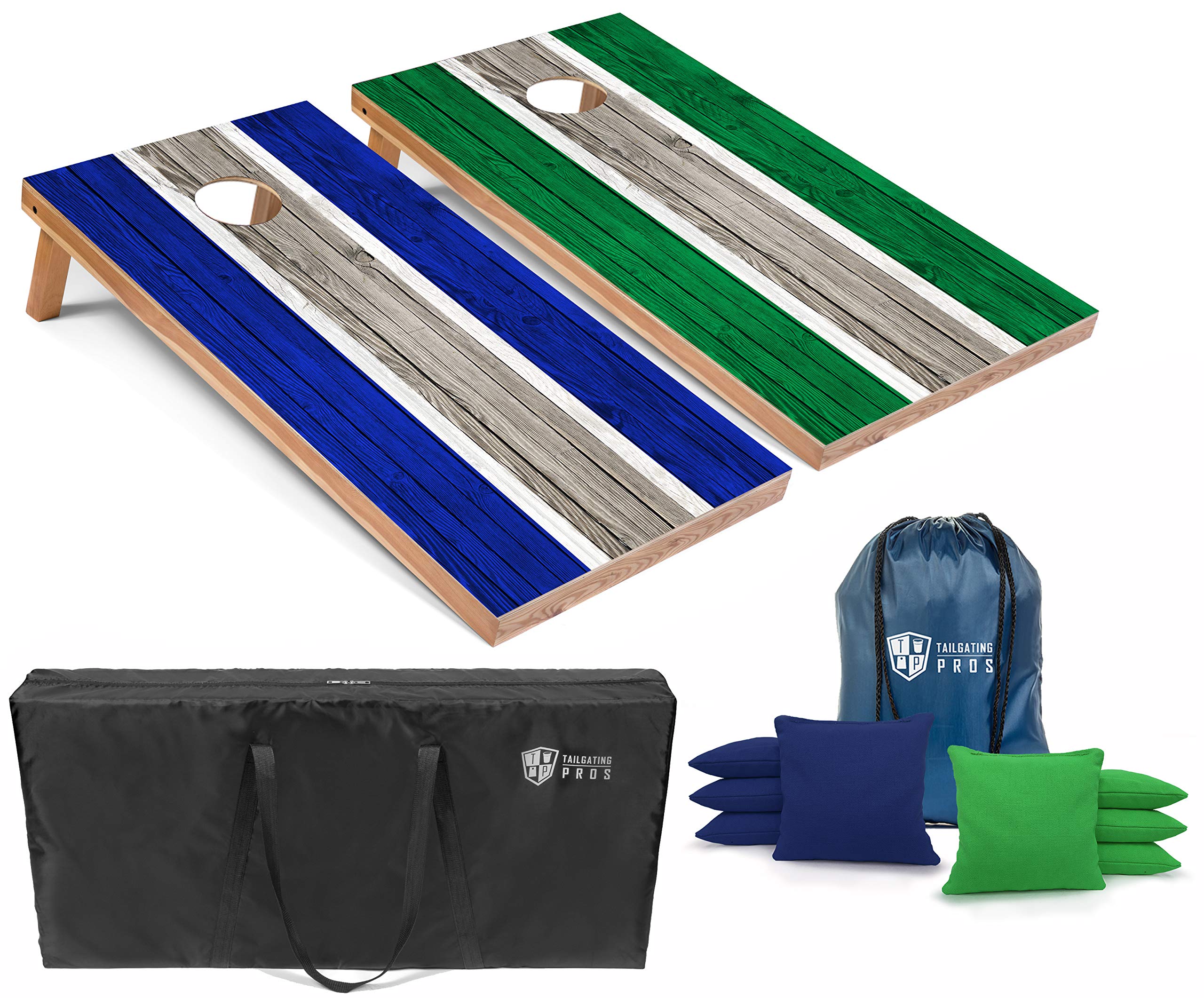 Premium Striped Lightweight Cornhole Board Set with LED Rings - 4'x2' Regulation Size, Includes 8 Bean Bags & Carrying Case - Perfect for Tailgating, Backyard Parties, and Outdoor Games - Family Fun for BBQs, Camping, and Sports Events