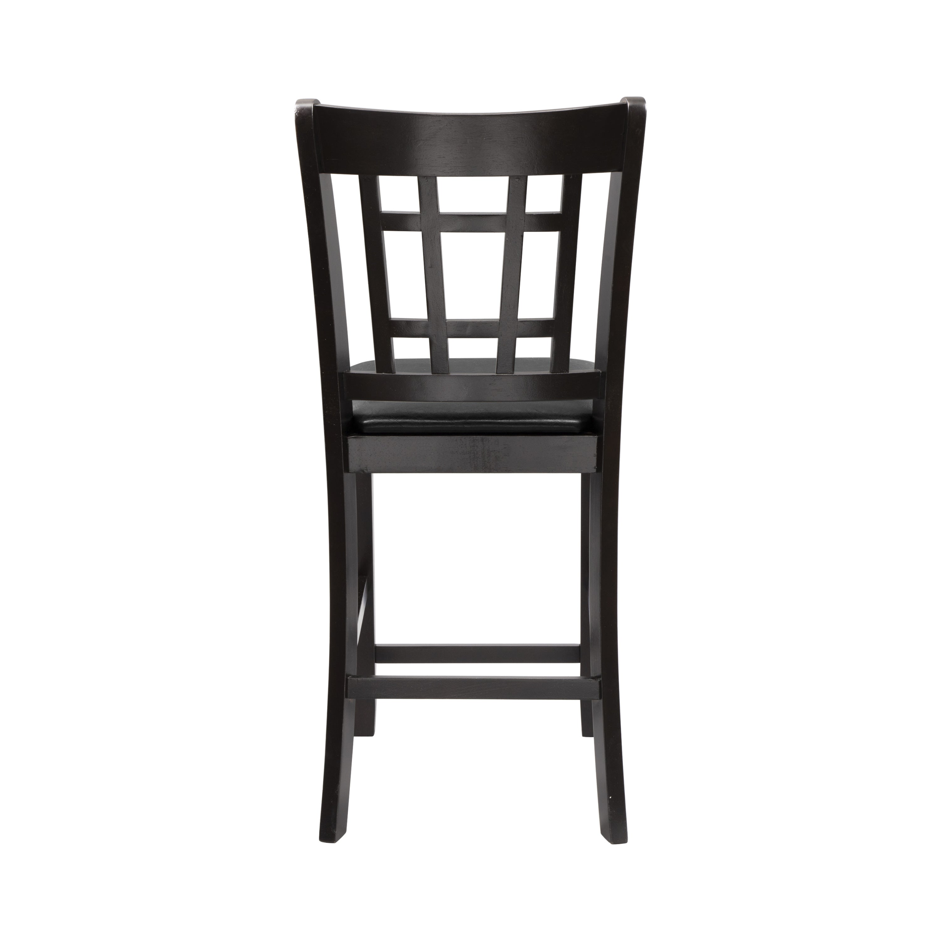 2-Piece Dark Cherry Faux Leather Counter Height Dining Chairs - Classic Style Bar Stools for Kitchen Island, Breakfast Nook & Pub Table Seating