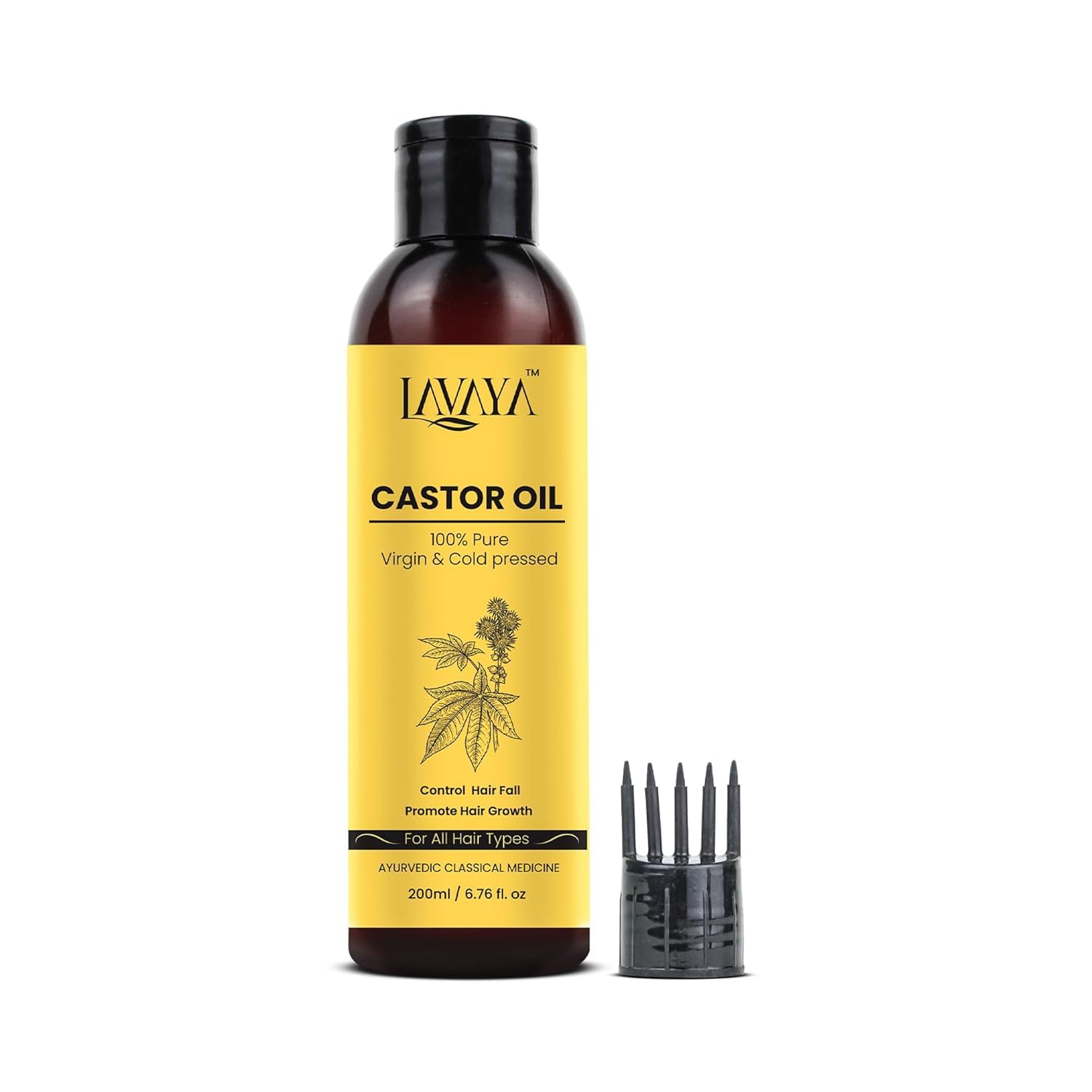 Lavaya® Cold Pressed Castor Oil (Arandi Oil) — 100% Pure & Natural for Hair Growth, Skin Care, Eyelash Care, Moisturizing Dry Skin & Nails | Virgin Grade| Best for Healthy Hair & Skin (200ml) | Perfect for Daily Hair & Skin Routine, DIY Beauty Treatments & Natural Remedies