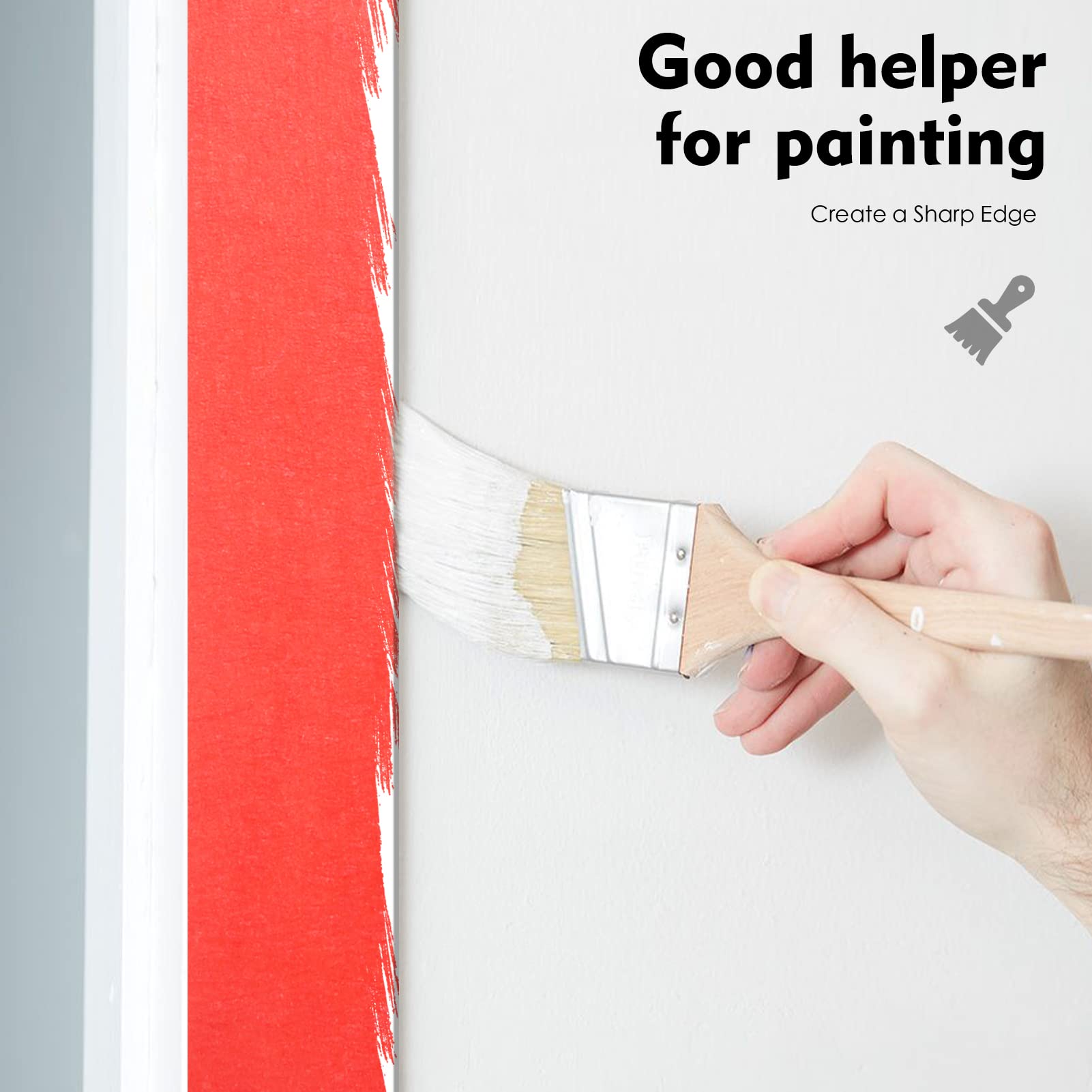 1 Inch x 60 Yards Red Painter's Tape - Low Residue Masking Tape for Painting, Labeling, DIY Crafts, Home Decor & School Projects | Perfect for Wall Protection, Art Projects & Home Improvement