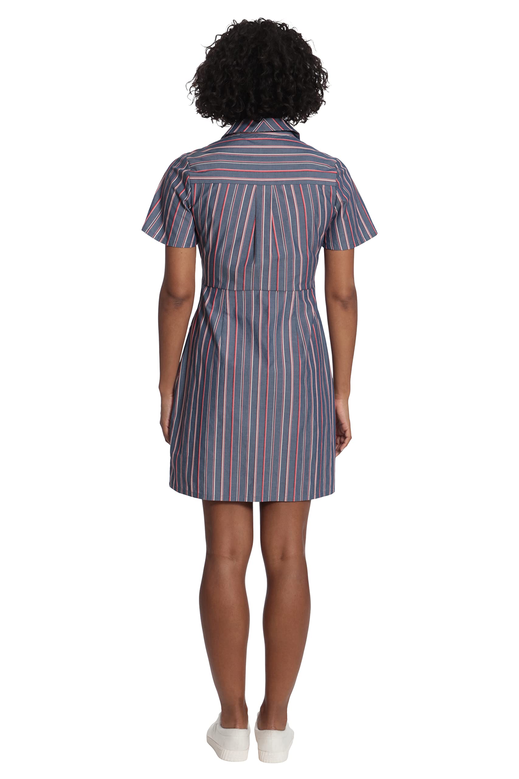 London Times Women's Short Sleeve Shirt Dress with Waist Tie - Stylish Casual Summer Dress for Office, Beach & Date Night