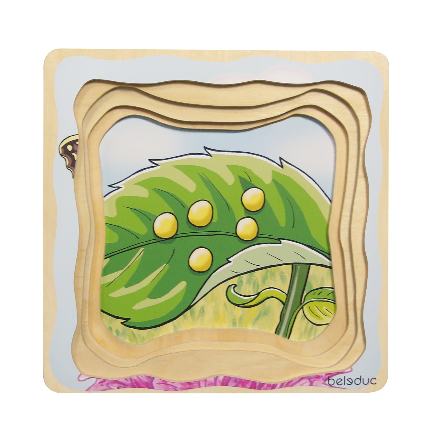 Beleduc Layer Puzzle - Transformative Butterfly Lifecycle Educational Toy for Kids | STEM Learning, Montessori Classroom & Homeschooling Activity