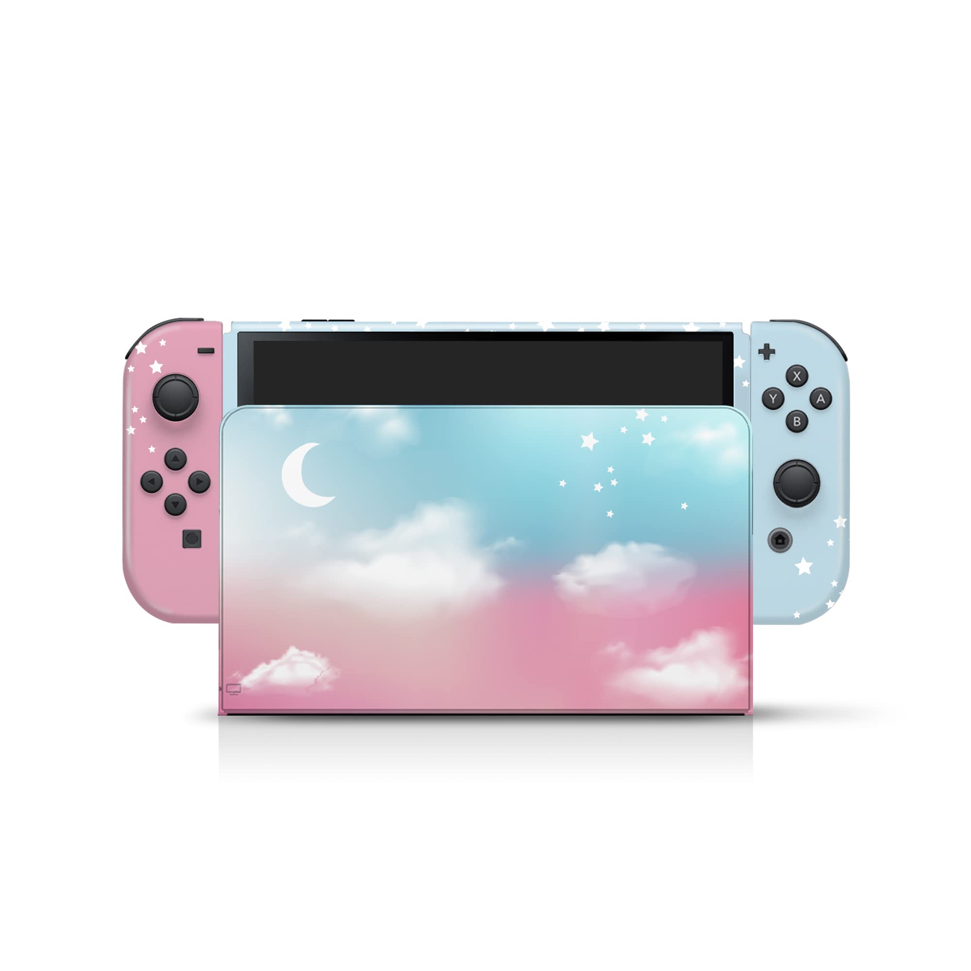 Cute Kawaii Clouds Design 3M Vinyl Full Wrap Decal Skin for Nintendo Switch OLED - Premium Protective Cover with Anti-Slip Grip, Perfect for Gaming Enthusiasts & Collectors